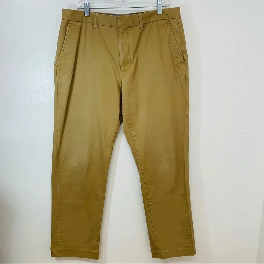J Crew Pants Chinos Men Size 36 Tan Straight Leg 100% Cotton Casual Work 31”